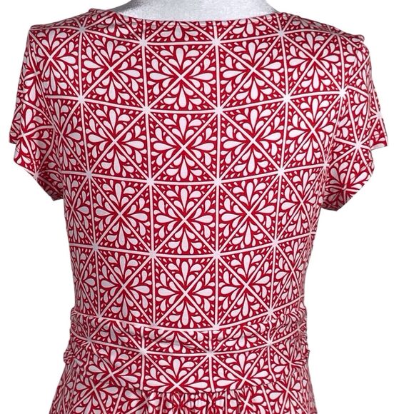 BODEN Amelie Jersey Dress Red Flame Scarlet Mosaic Size 10 EUC Short Sleeve - Picture 11 of 16